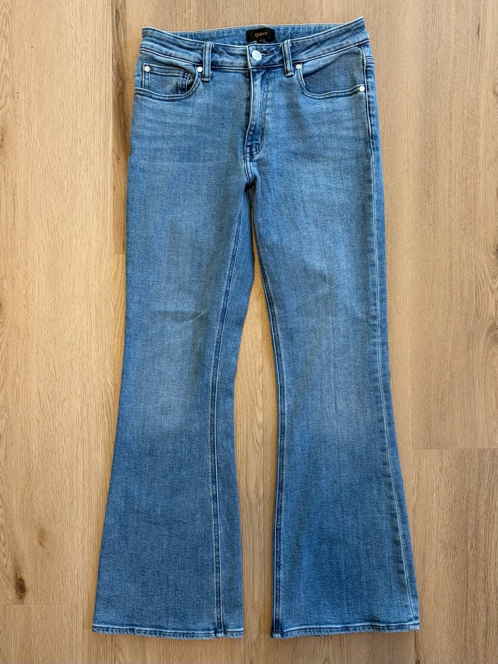 Quince Luna Stretch Flare Jeans in Seaside Blue - Picture 6 of 11